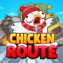 Poulet traversant une route