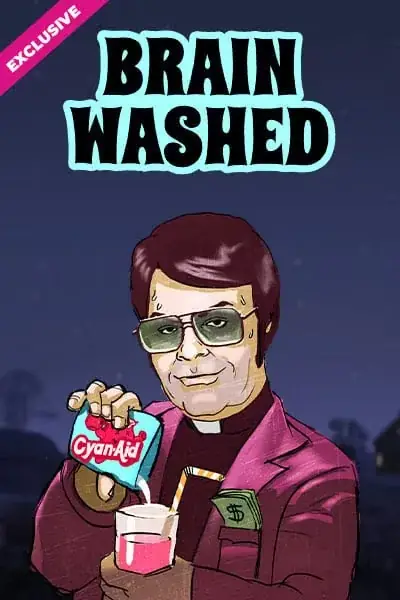 Gourou aux lunettes teintées tenant un verre