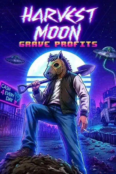 Fossoyeur à tête de cheval sous la pleine lune