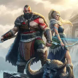 Guerrier viking à la hache et archère nordique, visuel du pack casino